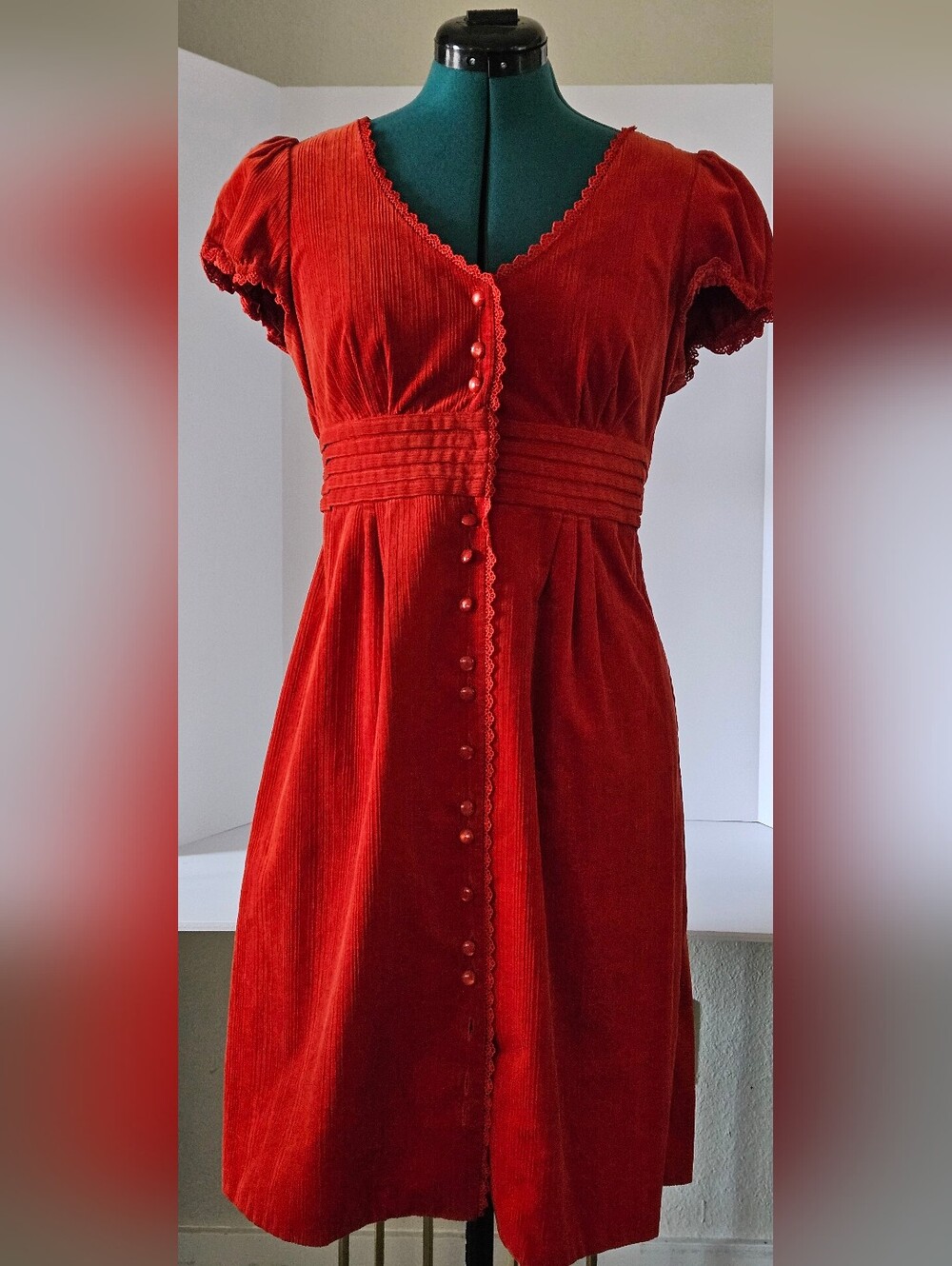 Anthropolgie Maeve Corduroy Midi Dress with Button Front